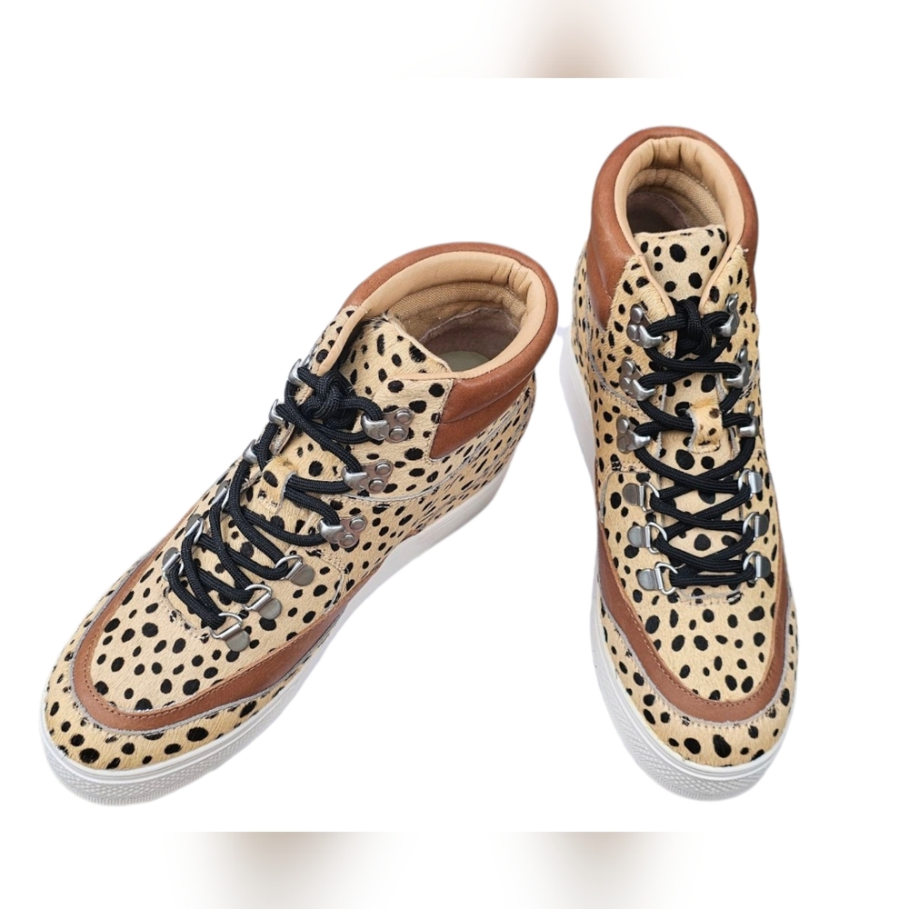 Dolce Vita NEW Size 8 Weber Leopard Print Cow Hair & Leather High-Tops 2.5" Heel - Picture 2 of 15